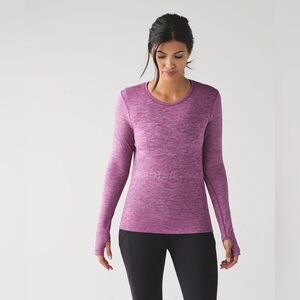 LULULEMON Breeze By Long Sleeve II Purple Heathered Chilled Grape Size 2 Running